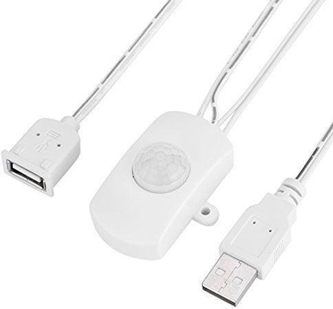 LED Strip with Motion Sensor, Mini PIR Motion Sensor Detector, Automatic Human Body Sensor Switch, LED Strip with USB Interface, 2 Colours (White)