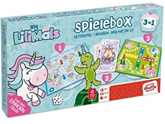 ASS Altenburger 22577452 myLilimals - Spielebox mit Würfelspielen und Kartenspielen rund um Einhorn, Lama, Flamingo und vielen mehr