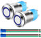 Gebildet 2pcs 12mm Momentáneo Pulsador de Botón Acero Inoxidable, Impermeable ON/OFF 12V-24V 3A Normalmente Abierto SPST Pulsador con Enchufe de Cable(LED Azul)
