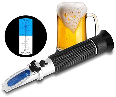Jacksking Alkohol Refraktometer, Brix Refraktometer für Homebrew Handheld Alkohol 0-80% Tester Refraktometer Win Tester Meter Messinstrument für Bier Wein Obst Zucker
