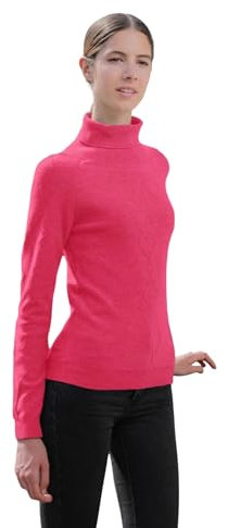 JL DE LA TOUR Pull Femme col roulé torsadé Cachemire (Fushia, M, 38/40)