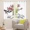 Fenstervorhänge Im Japanischen Stil Rote Kirschblüten Bedruckte Vorhänge,Für Erwachsene Frauen Mädchen Berg Fuji Muster Fenstervorhänge Tuschemalerei Schwarz Weiß Vorhangpaneele,2 Paneele 55X102