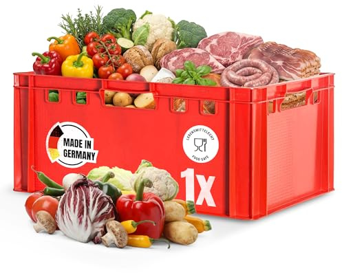 Kingpower Fleischkiste E3 Fleischkiste Rot Fleischerkiste Fleischkisten Kiste Fleischkiste Eurobox Lebensmittelecht 60 x 40 Metzgerkiste Auswahl, Anzahl:1