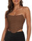 Damen-Korsett im Vintage-Stil, trägerlos, offener Rücken, Netzstoff, Reißverschluss hinten, Korsett, Bodyshaper, bauchfreies Top, Schokolade, 2-4