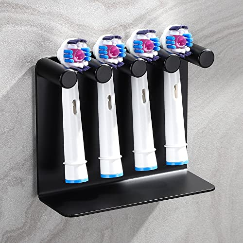 Gsocel Zahnbürstenhalter Elektrische Zahnbürste Edelstahl Zahnbürstenkopf Halterung Wand Zahnbürstenhalter Ohne Bohren Selbstklebend mit 4 Loch Aufsteckbürsten-Halter Zahnbürste Halter Silber