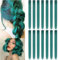 IAMERUI Multi-Farben Partei Highlights gerade Haare bunte Clip in synthetische Haarverlängerungen in mehreren Farben hitzebeständig lange Haarteil 10Stück(dunkelgrün)