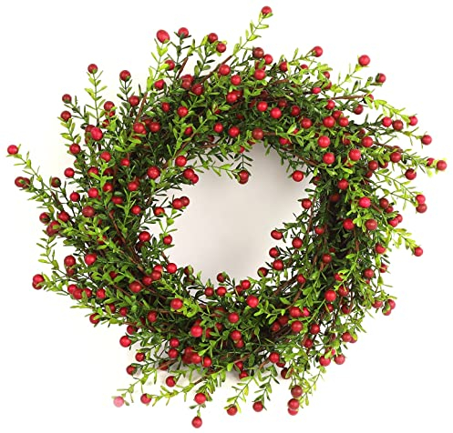CHICCIE Kranz Buchsbaum Grün Rot 42cm - Dekokranz Türkranz Wanddeko Dekoration