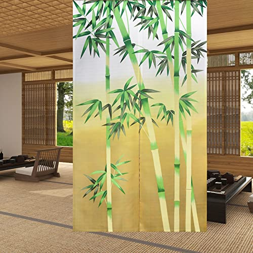 LIGICKY Japanische Gardinen Noren Lang Vorhänge Landhausstil Türvorhang Tapisseri für die Heimtextilien Raumteiler, 85 x 150 cm, Bambuswald
