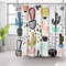 Bovlleetd Kaktus Pflanze Duschvorhang Abstrakte Linie Cartoon Badezimmer Duschvorhänge Bunte Wüstenkaktus Art Vorhänge Badezimmer Dekor für Kinder Badezimmer Hotel 183x188cm