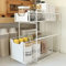 Glit Rangement Sous évier à 2 Niveaux,Organisateur Cuisine 2 Tiroirs Coulissants,Panier Rangement Coulissan Sous évier Cuisine,Garde-Manger,Chambre,Porte-épices (Blanc,1PC) HJ363598 37,4x21,9x44cm
