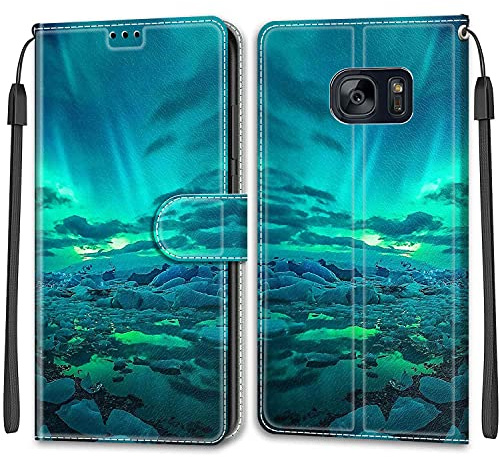 Feyten Kompatibel mit Samsung Galaxy S7 Hülle, Handyhülle Samsung S7, Handytasche S7 Schutzhülle Wallet Leder Klappbar Kartenfach Magnet Klapphülle Samsung S7 Flip Case Lederhülle (Aurora)