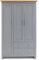 Wardrobes for Bedroom 3 Door 2 Drawer Wardrobe MDF with Shelf Hanging Rail Cloth Storage Wooden Double Wardrobe with Drawer Large Cupboard Bedroom Furniture, Grey & Oak 180H x 109W x 52D cm