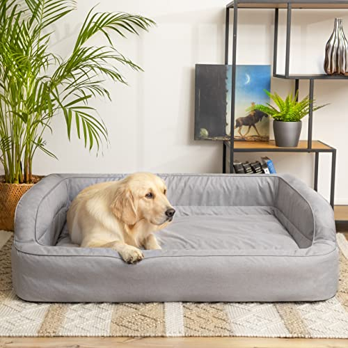 PillowPrim Hundebett, Möbel für Tiere, Katzenbett, Abnehmbar Bezug, Hundekorb, Hundekissen, Hundeliege, Schlafplätze, Hundesofa, Asche, XL: 96x62 cm