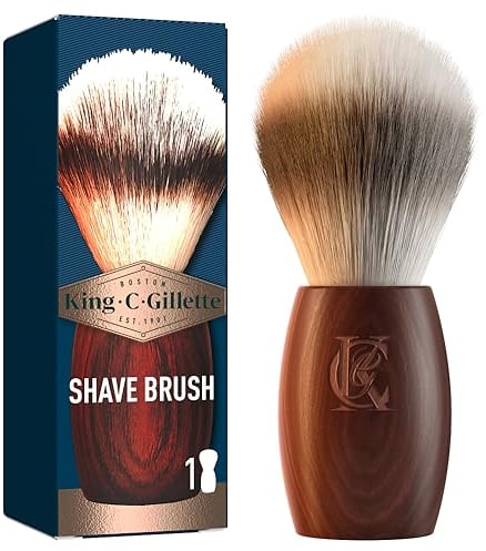 King C. Gillette Blaireau, Blaireau Aux Fibres Douces Pour Homme, Avec Manche En Bois, Rasage De Qualité Professionnelle
