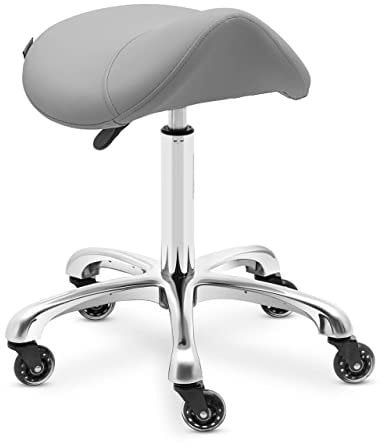 Physa York Dark Gray Sattelhocker - Ergonomischer Sattelhocker mit Polsterung - Büro Rollhocker - 150 kg Belastbar - 57-75 cm Sitzhöhe - Modernes Design in Dunkelgrau