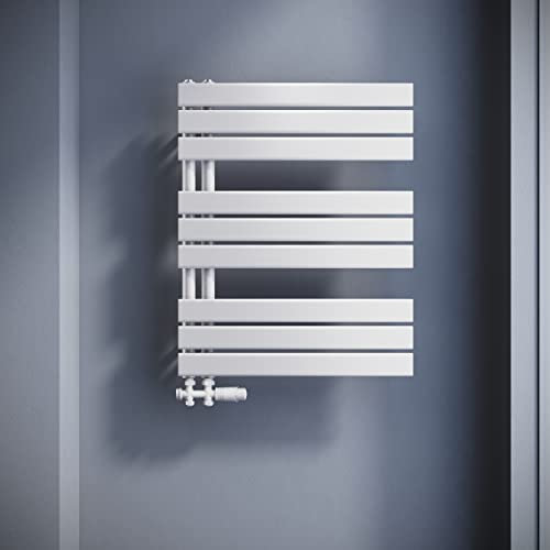 SONNI Badheizkörper Flach Handtuchtrockner 762 x 600 mm Weiß Handtuchwärmer mit Multiblock Seitenanschluss Panel Handtuchheizkörper 781W