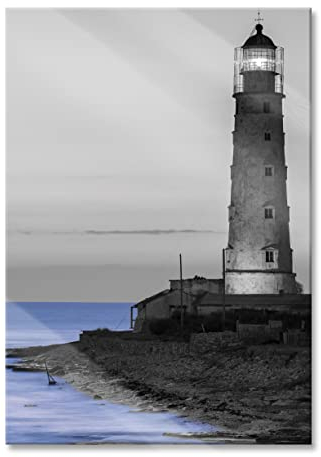 Pixxprint Glasbild, Wandbild aus Echtglas, alter Leuchtturm bei Sonnenuntergang, 40x60 cm, inkl. Aufhängung und Abstandshalter
