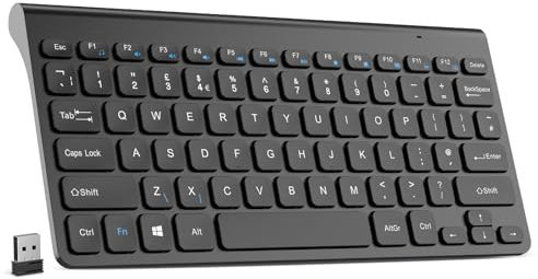 2.4G Wireless Keyboard, QWERTY UK Layout Mini Keyboard, USB Computer Keyboard with Compact Design & Ergonomic Keys for Desktop/PC/Laptop/Surface/Smart TV/Notebook and Windows