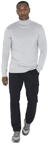 BRAVE SOUL Men’s Jumper High Neck Knitted Long Sleeve Winter Sweatshirt Pullover Top for Men - Ecru - Small