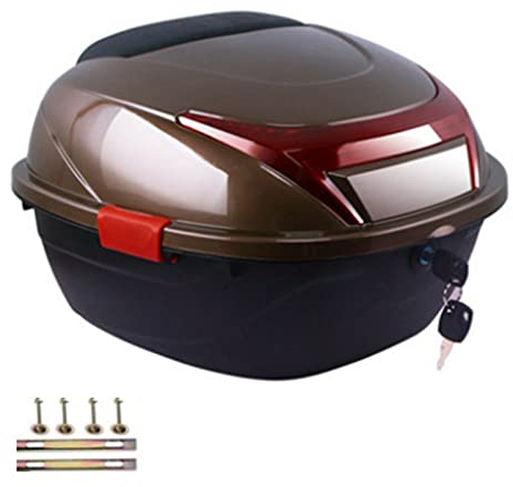 Motorrad-Tour-Heckbox, KIMISS Kofferraum-Gepäck-Top-Lock-Aufbewahrung Heckbox Helm-Gepäck-Aufbewahrung Topcase Große Kapazität Universal für Elektromobile (Braun, große Größe)