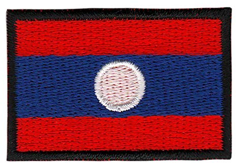 Laos Flagge klein Aufnäher zum aufbügeln oder aufnähen Bügelbild Aufbügler für Kleidung gestickter Bügelflicken Applikation Patch Größe 4,5 x 3,0 cm