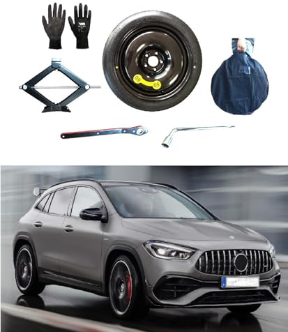 18 Notrad kompatibel mit Mercedes GLA (2014-2019) mit Wagenheber, Schlüssel, Handschuhe und Tasche