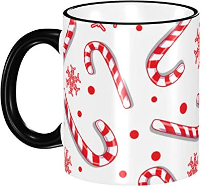 Becher Tasse 330ml, Weihnachtsrote Zuckerstange Porzellan Becher Bedruckt Retro Tasse Lustig Trinkbecher, Für Daheim, Tee, Kaffee