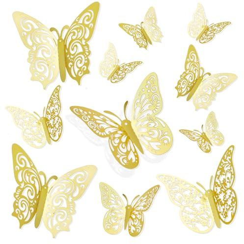 Schmetterlinge Deko,Christmas Decorations,Schmetterling,24 Stück Deko Schmetterlinge,Wand Deko,3D Wandtattoo,Deko Für Zimmer,Schmetterlinge Deko Torte,3D Sticker,Wand Dekoration,Wanddeko Badezimmer