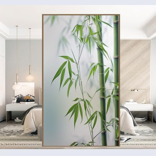 Fensterfolie, mattiert, Bambus-Muster, statisch haftend, Wärmeregulierung, UV-blockierend, Fensterfolie, dekorativ, mattiert, 40 x 80 cm