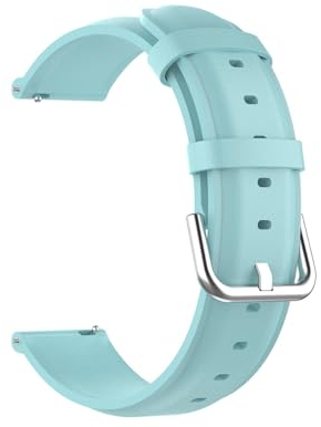 Lederarmband Kompatibel mit Fossil Wander Armbänder Leder Ersatzarmband Verstellbare Uhrenarmband für Fossil Wander Smartwatch, Damen Herren, Hellblau