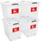 ATHLON TOOLS 4x 80 L Aufbewahrungsboxen mit Deckel, lebensmittelecht - Verschlussclips - 100% Neumaterial Plastik-Box transparent - Kleiderboxen stapelbar…