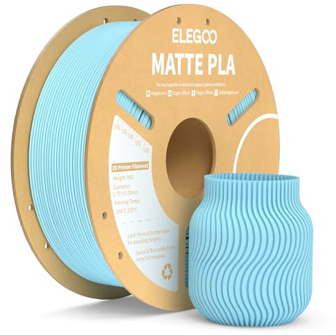 ELEGOO Matte PLA Filament Matte Eisblau 1KG, 1.75mm 3D Drucker Filament Maßgenauigkeit +/- 0.02mm, 1kg Kartonspule (2.2lbs) für die meisten FDM 3D Drucker