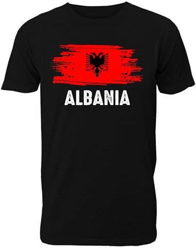 Herren T-Shirt mit Albanien Länder Fahne/Flagge für Fans & Supporter und Fußball EM WM - auch als Geschenk für Fußball Trikot Fans