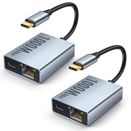 ELECTOP 1000Mbps Ethernet Adapter for Chromecast with Google TV, USB Type C to RJ45 Gigabit Ethernet Network Adapter Compatible with Google TV Chromecast HD/4K 2 Pack