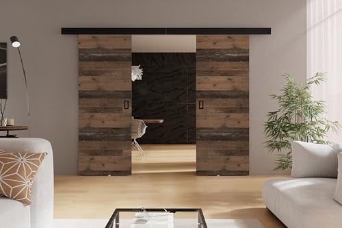 KIER FURNITURE Türen Werdi DUO Moderne Schiebetüren - Wandschiebetür - Universal Links und Rechts - Metallschiebesystem - Robust, Haltbar - Stabil, Langlebig - 132x205x1,6cm - Old Style