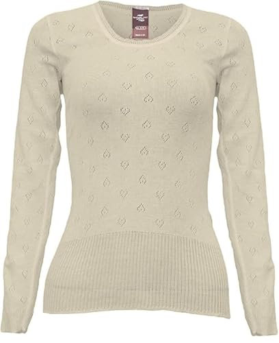 GIFTIDEAZZ Ladies Snowdrop Thermal Long Sleeve Top - Women Soft Winter Warmer Thermal Vest in Cream - Made in UK (Long Sleeve Cream, 3X-Large)