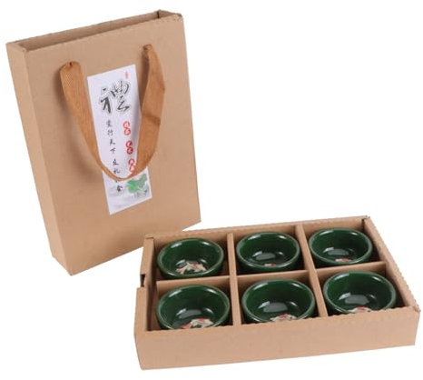 Amosfun Set Mit 6 Einzigartigen Teetassen Aus Keramik Dunkelgrünes Glas Fisch-design Hochzeits- Oder Feiertagsgeschenk