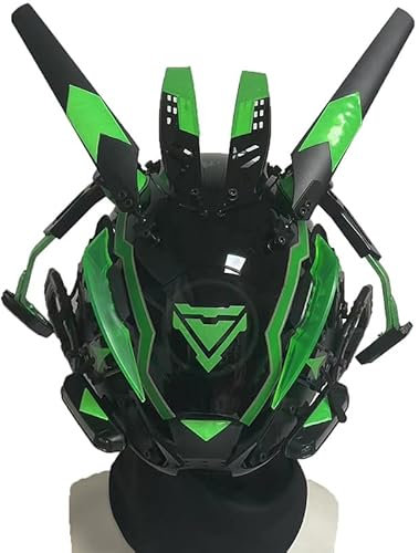 NULA Futuristische Punk-Maske mit LED-Licht, Cosplay Helm für Erwachsene, Unisex, Science-Fiction, Punk, Männer, Halloween, Partys, Rollenspiele