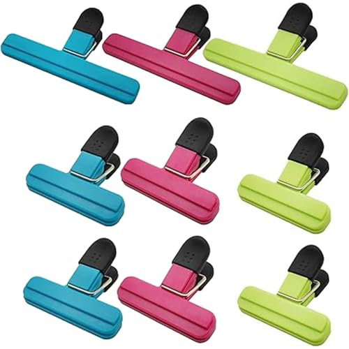 9 Pcs Chip Bag Clips, Plastic Heavy Duty Air Tight Seal Grip for Food Storage, Assorted Sizes Food Bag Clips for Kitchen Snacks