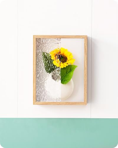 Baffect Wandvase Mit Acryl Ripple Bilderrahmen, Deko Vase Klein FüR Blumen/Eine Rose, Keramik Blumen Vase FüR Wohn Deko,Aesthetic Vasen Sieht Aus Wie GemäLde(Weiß,1 STK.)