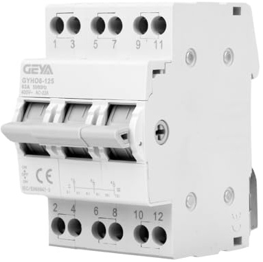 1-4P 63A Umschalter, Dual Power Selector Manueller Transferschalter, Elektrischer Energieübertragungstrennschalter, Für 220V 400V Haus, Wohnmobil, Solaranlage (3P 400V)