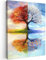 MuchoWow© Leinwandbilder 50x70 cm Wall Art Decoration Bilder für die Wand Schlafzimmer Deko Canvas Painting Wanddekoration Wohnzimmer Jahreszeiten - Kunst - Baum - Winter - Herbst