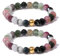 GoPaw Elastischer Naturstein Ring, 2 Stck.Perlen Elastische Ring, Perlenring elastisch, Anxiety Ring facettiert, Edelstein Perle Stapelbar Ring für Damen Mädchen (Bunt)