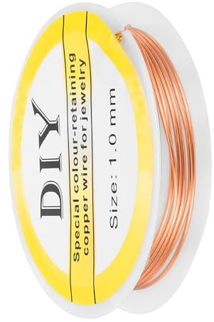 sourcing map 1mm/18 Gauge Copper Wire for Jewelry Making, 1 Roll Craft Tarnish Resistant Beading Wire for Jewelry Making Supplies DIY (Rose Gold)-1.5m
