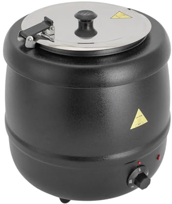 Suppenkessel Elektrisch 10 Liter Elektronischer Suppenwärmer mit Deckel Speisenwärmer für Catering Restaurant Hotel schwarz