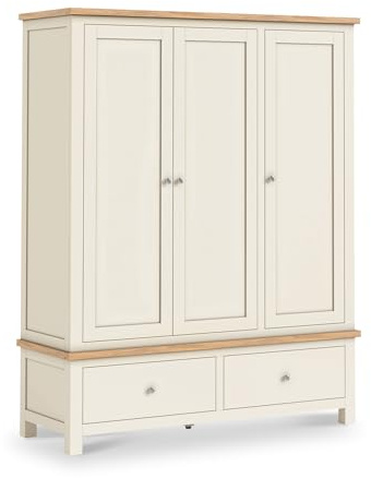 RoselandFurniture Farro XL Cream 3 Door Triple Wardrobe for Bedroom