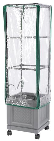 genialo Schutzhaube für XXl-Pflanzturm Schutzfolie für Pflanzen, Pflanzenabdeckung, transparent, Kunststoff, Einfach: 32x32x85 cm