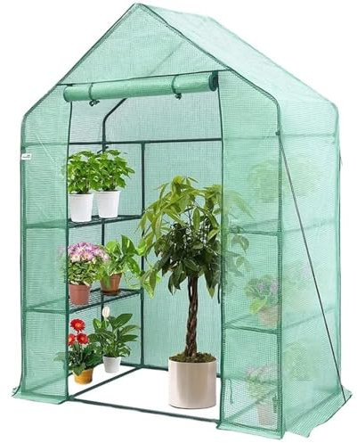 Grande Serre de Plain-Pied for l'hivernage des Plantes - Protection Contre Le Gel et la Pluie - Tente de Culture for Jardin intérieur et extérieur(S-Green)