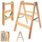 KADAX Holzleiter mit 3 Stufen, Trittleiter, Stehleiter aus Holz, Stufenleiter, Leiter klappbar, Haushaltsleiter, kleine Klappleiter, Malerleiter