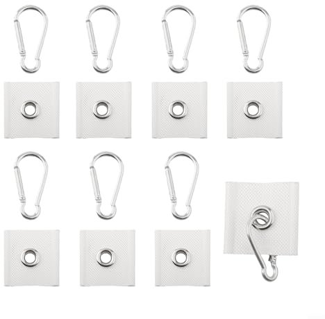 Emiif Occhielli per tende da sole, 8 ganci a doppia faccia per attività all'aperto e decorazioni (bianco)